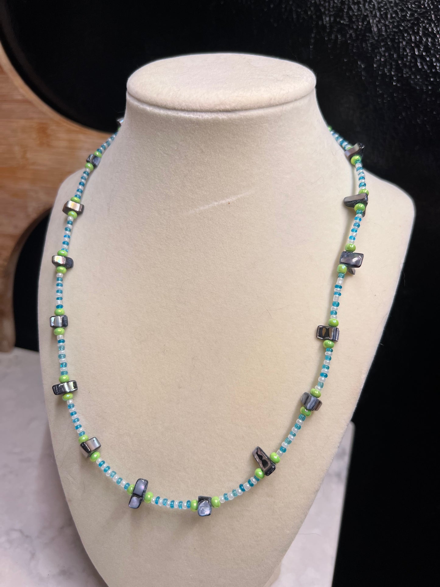 Glass and Abalone style beaded necklace