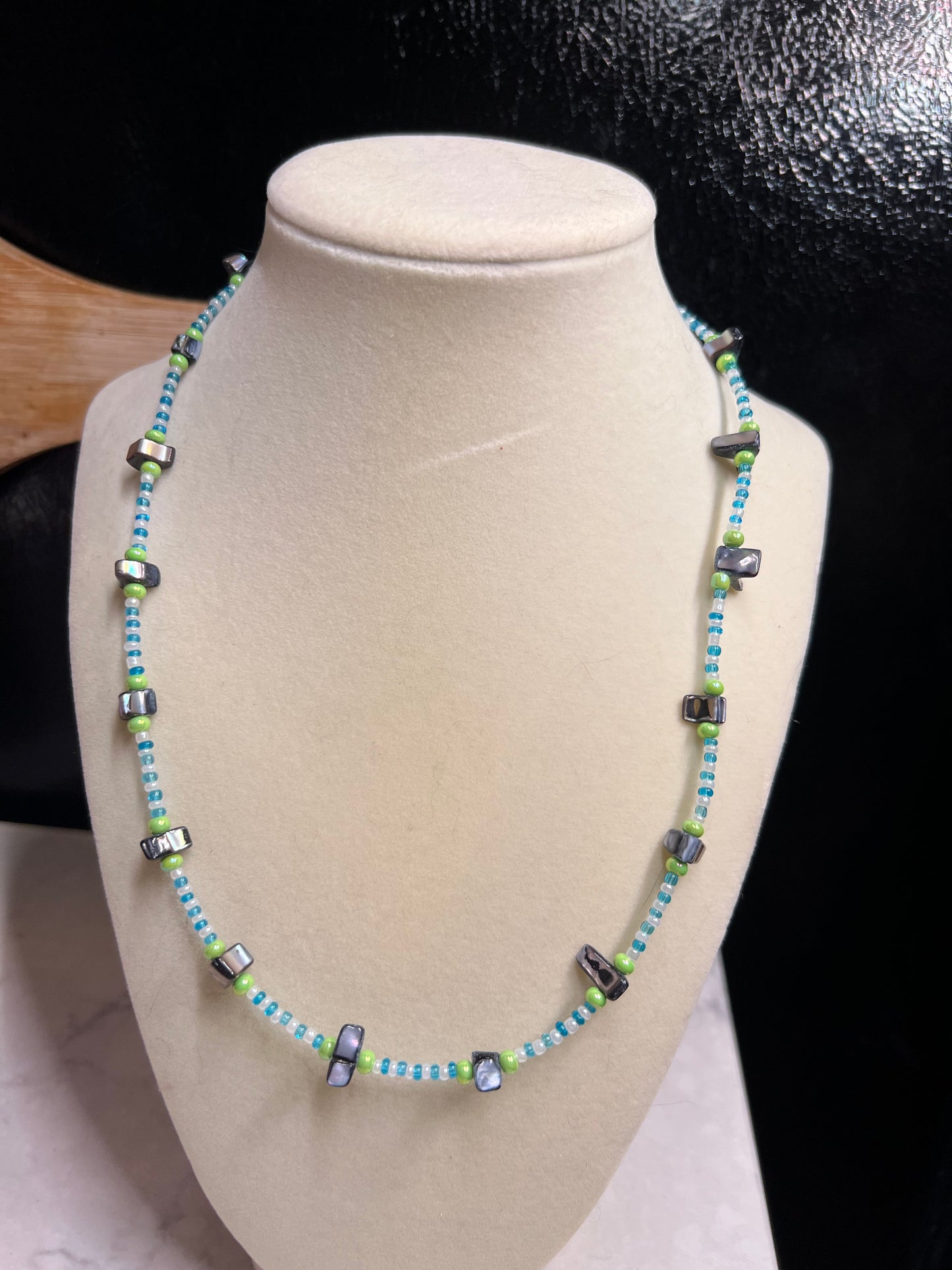 Glass and Abalone style beaded necklace
