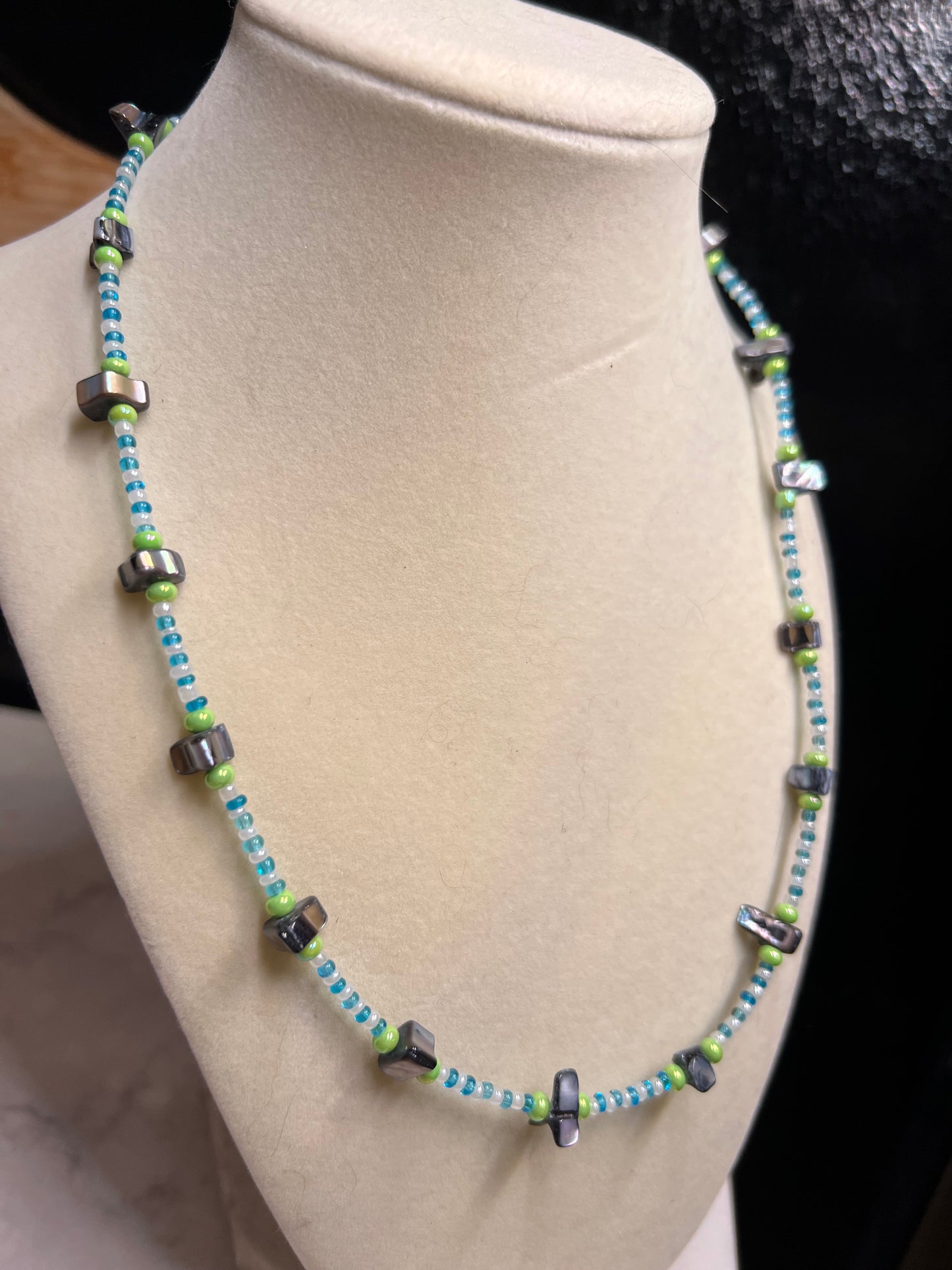 Glass and Abalone style beaded necklace