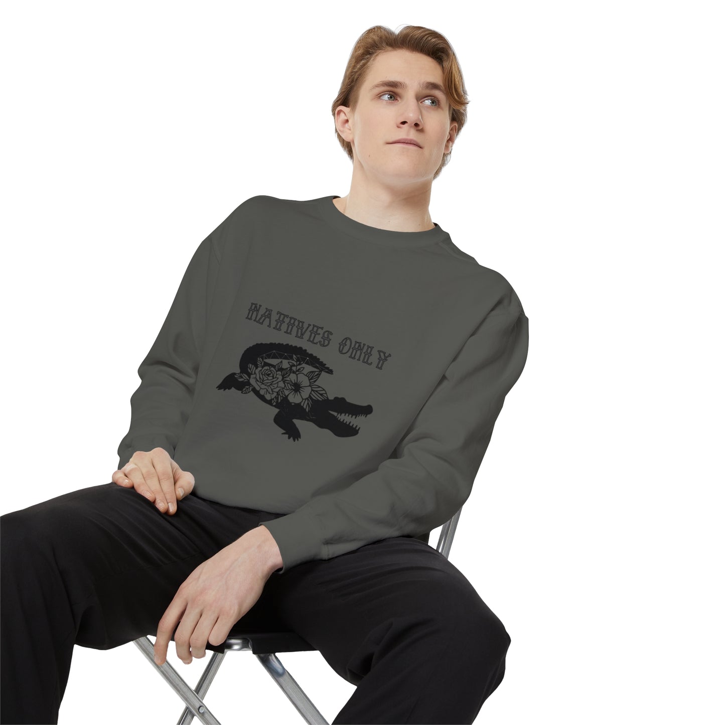 Natives Only Alligator Unisex Garment-Dyed Crewneck