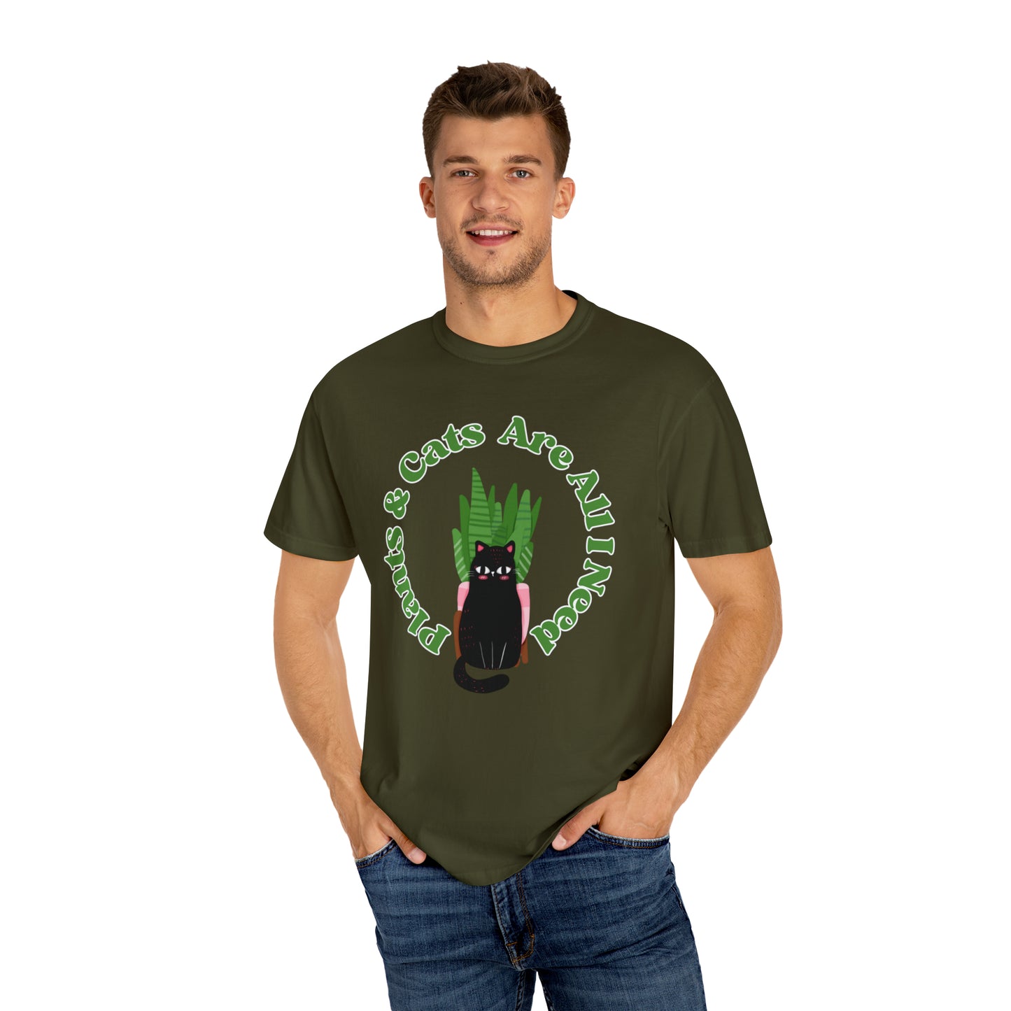 Plants & Cats Are All I Need Unisex Garment-Dyed T-shirt
