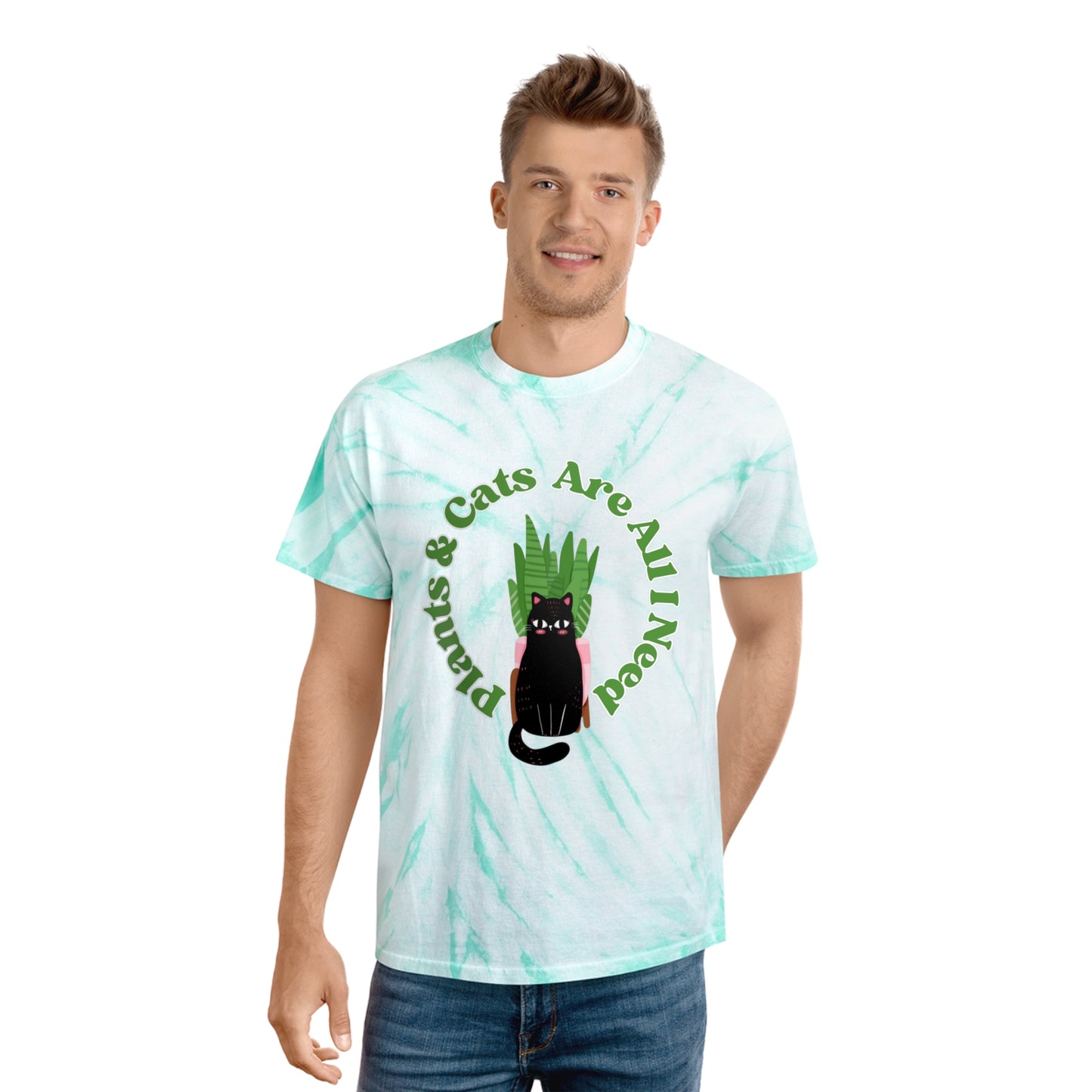 Plants & Cats Are All I Need Tie-Dye Tee, Cyclone