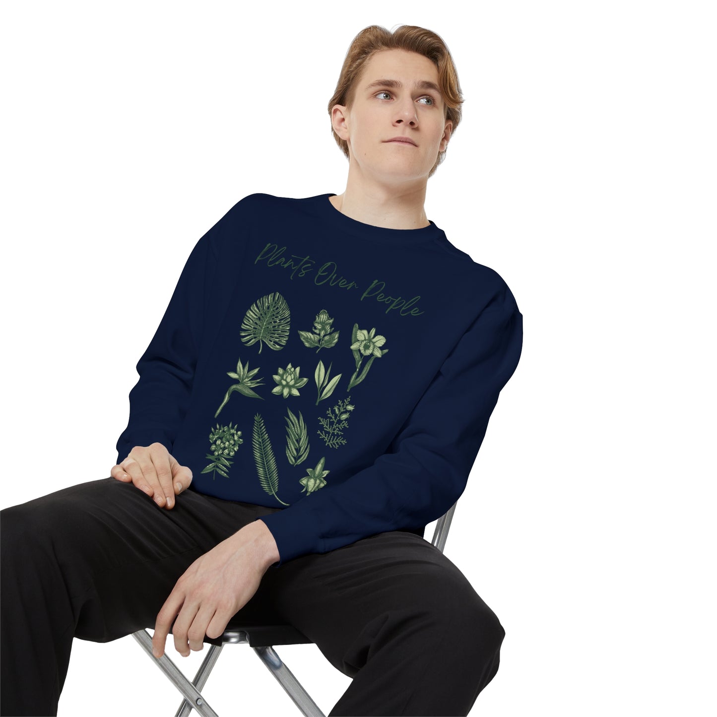 Plants Over People Unisex Garment-Dyed Sweatshirt