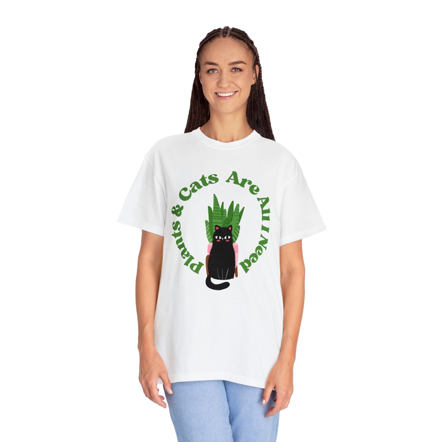 Plants & Cats Are All I Need Unisex Garment-Dyed T-shirt