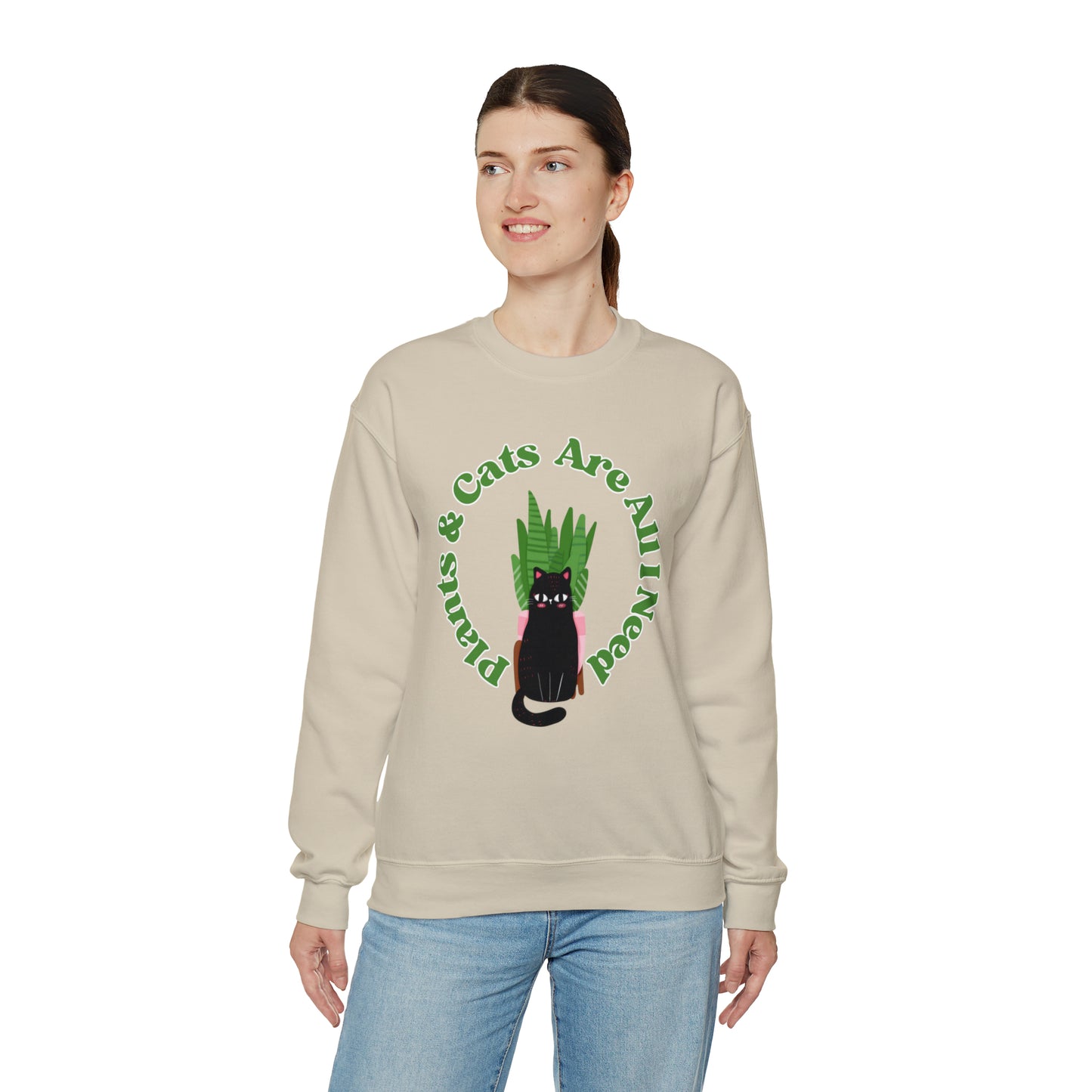 Plants & Cats Are All I Need Unisex Crewneck Sweatshirt