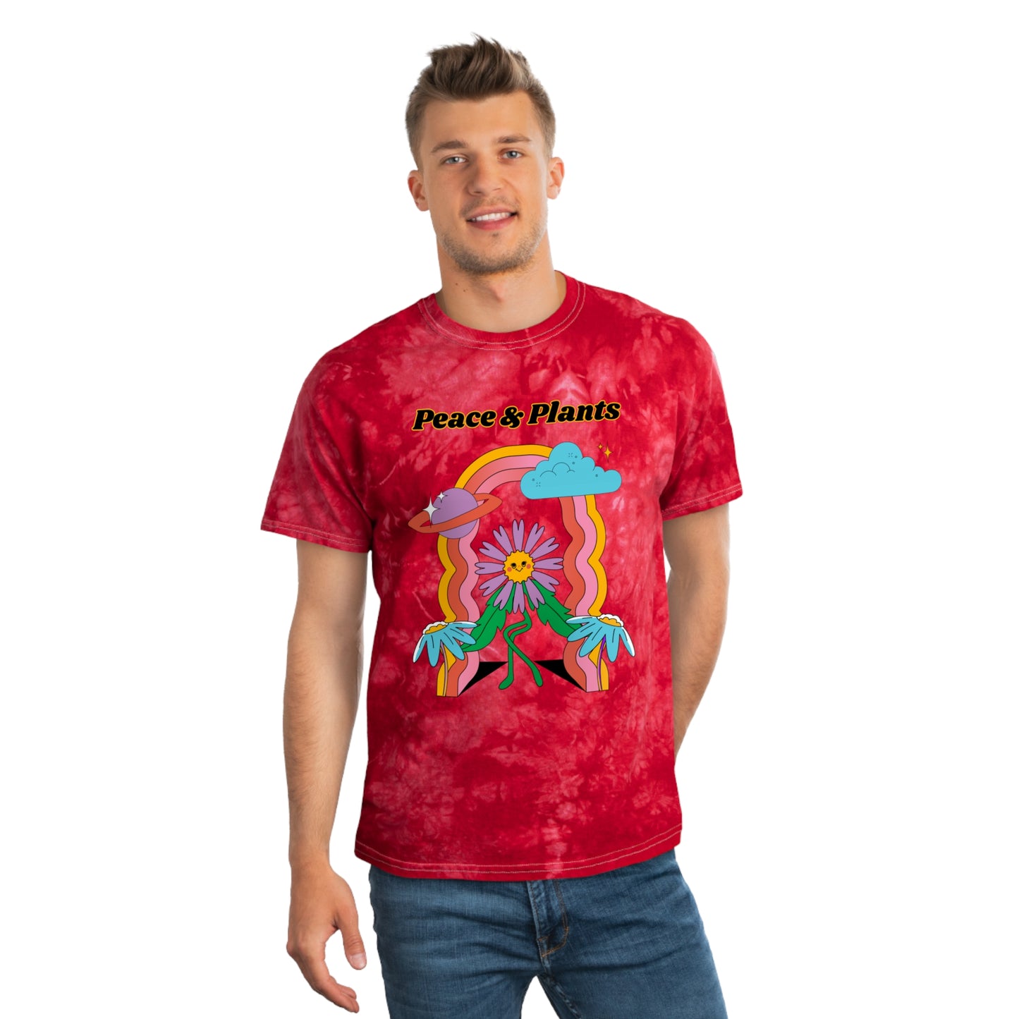 Peace & Plants Tie-Dye Tee, Crystal