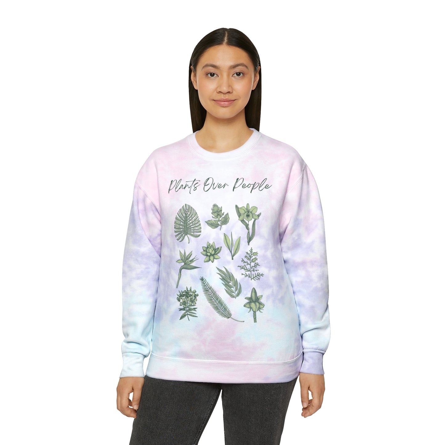 Plants Over People Unisex Tie-Dye Crewneck