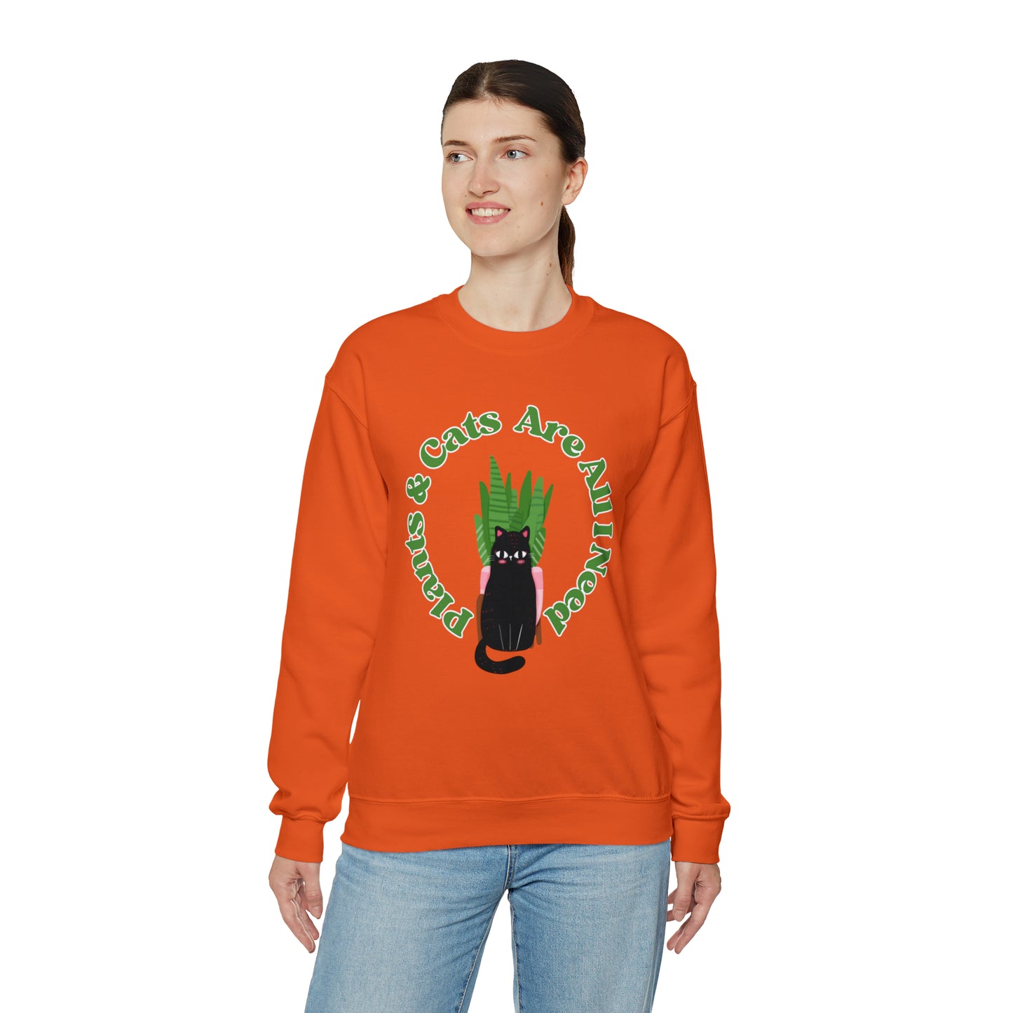 Plants & Cats Are All I Need Unisex Crewneck Sweatshirt