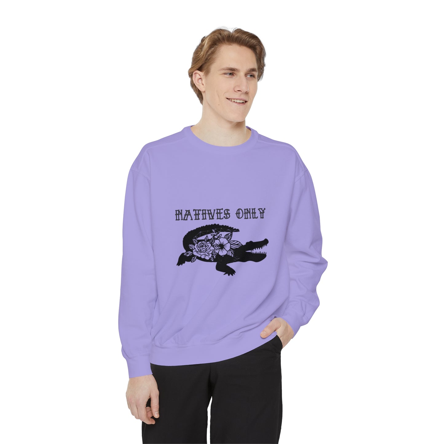 Natives Only Alligator Unisex Garment-Dyed Crewneck