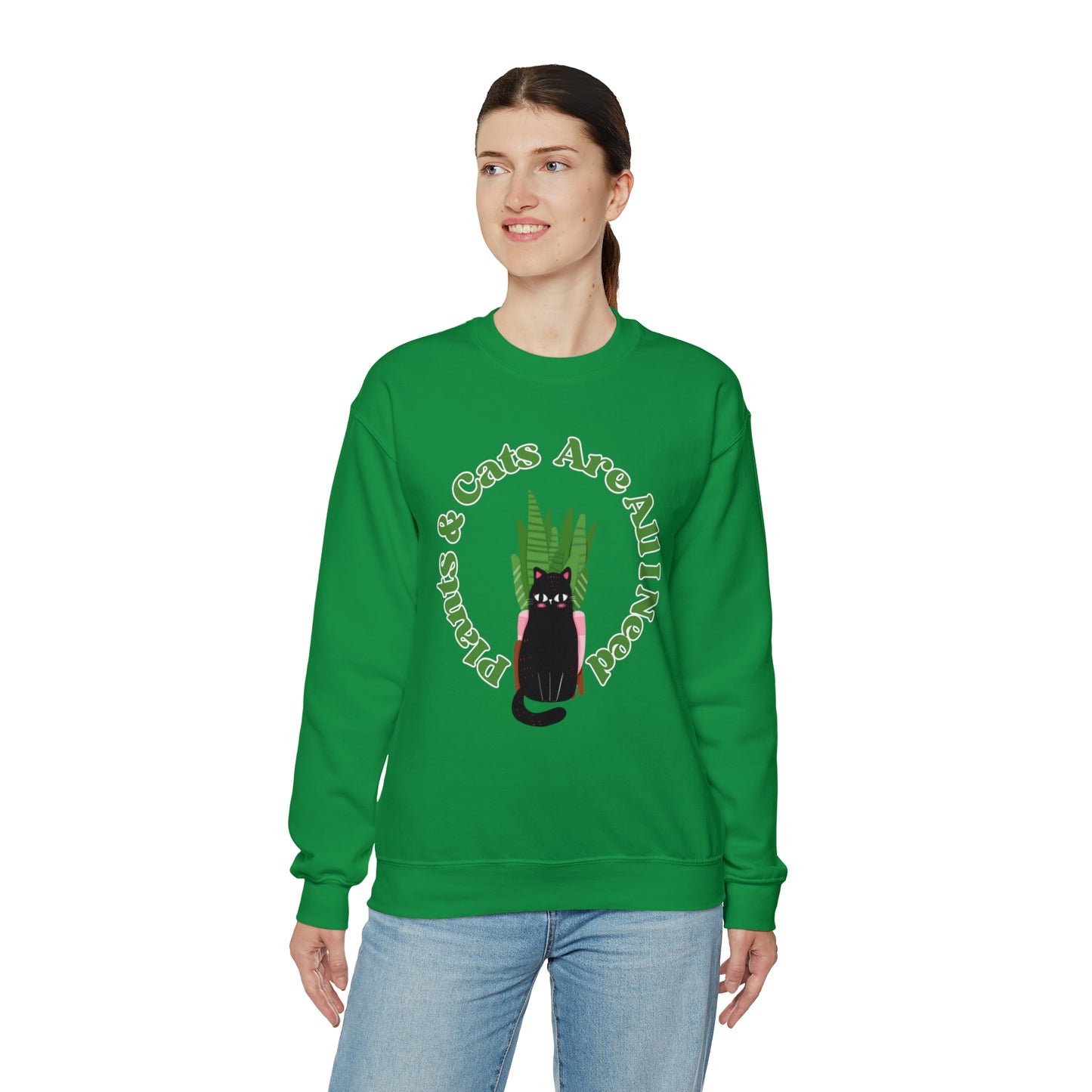 Plants & Cats Are All I Need Unisex Crewneck Sweatshirt
