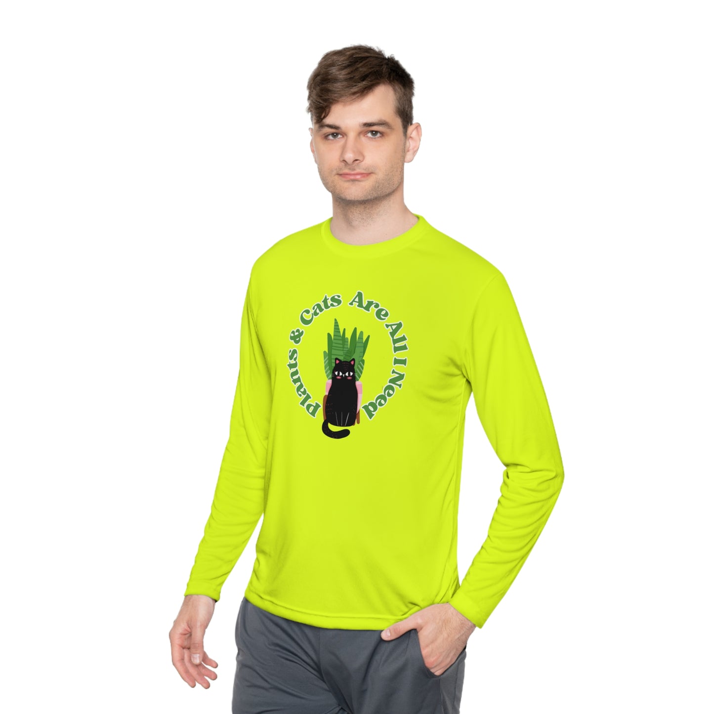 Plants & Cats Are All I Need Unisex Lightweight Long Sleeve