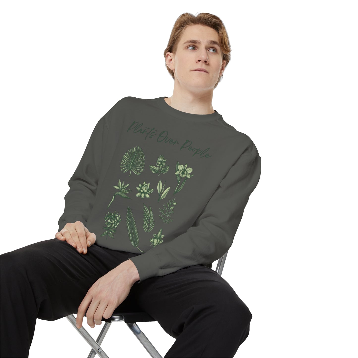 Plants Over People Unisex Garment-Dyed Sweatshirt
