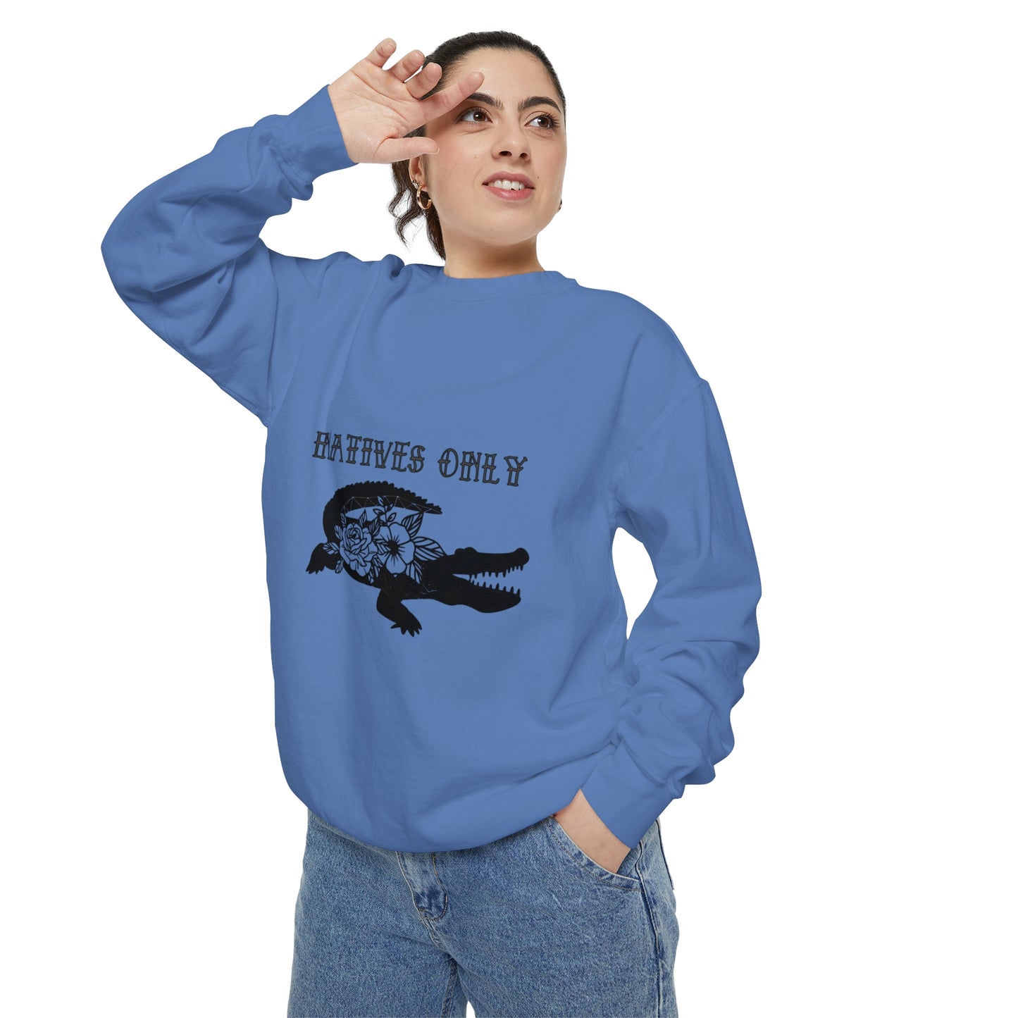 Natives Only Alligator Unisex Garment-Dyed Crewneck