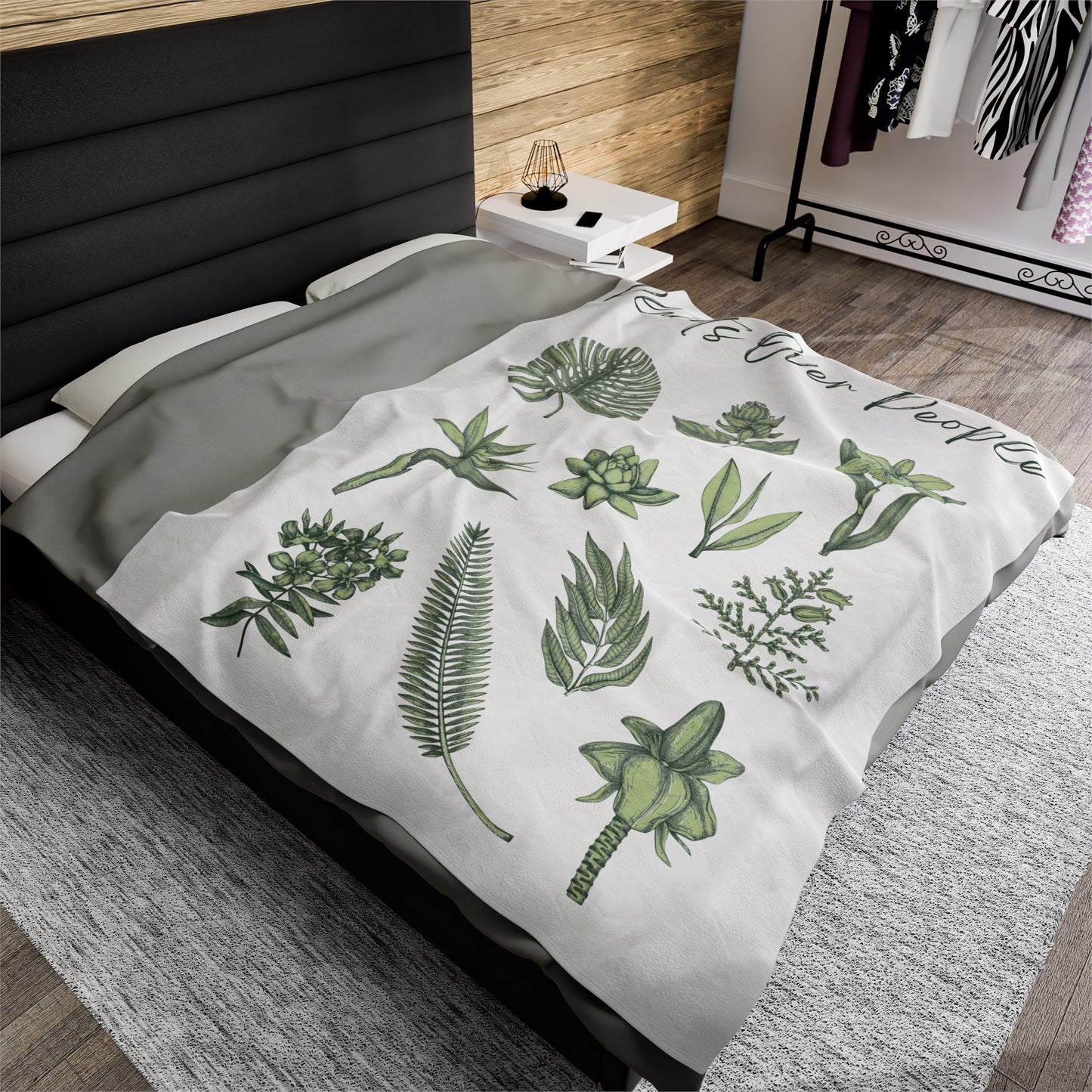 Plants Over People Velveteen Plush Blanket