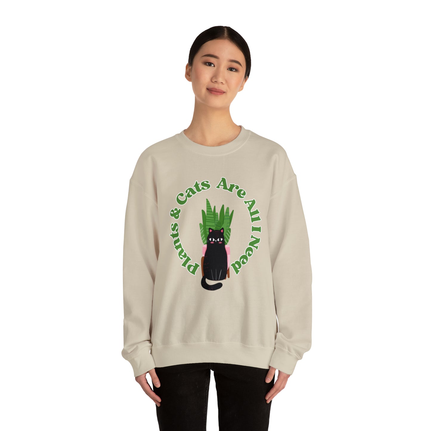 Plants & Cats Are All I Need Unisex Crewneck Sweatshirt