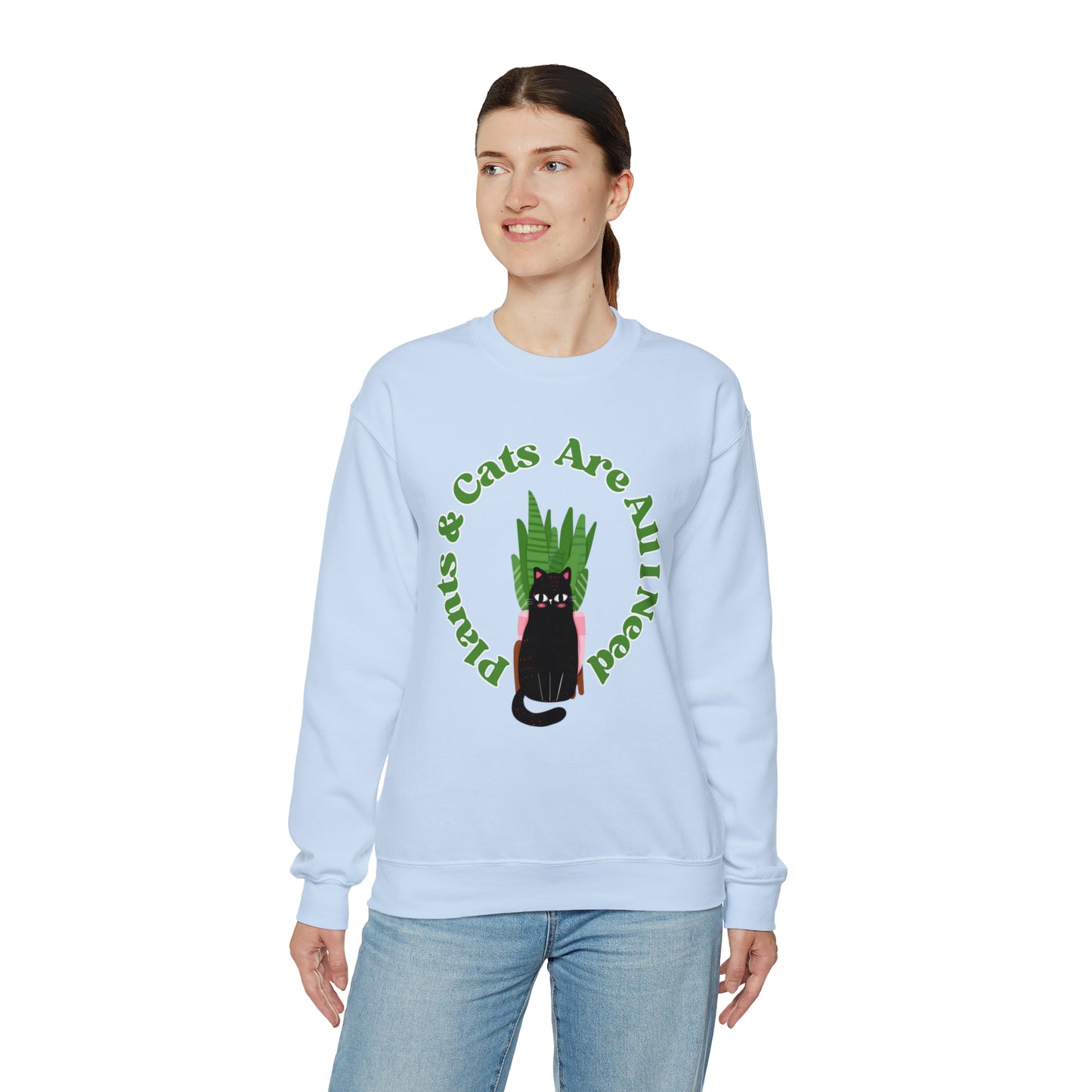Plants & Cats Are All I Need Unisex Crewneck Sweatshirt