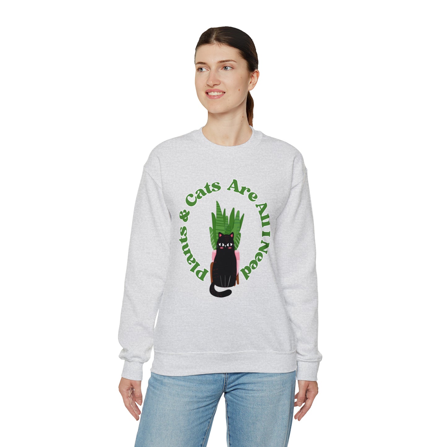 Plants & Cats Are All I Need Unisex Crewneck Sweatshirt