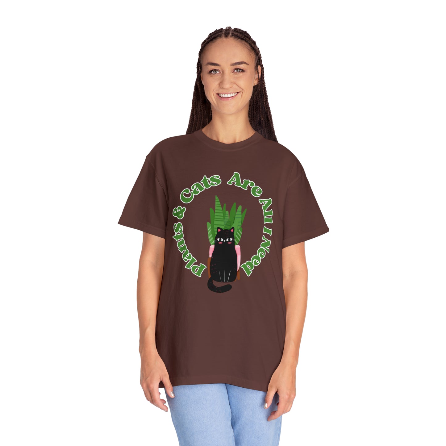 Plants & Cats Are All I Need Unisex Garment-Dyed T-shirt
