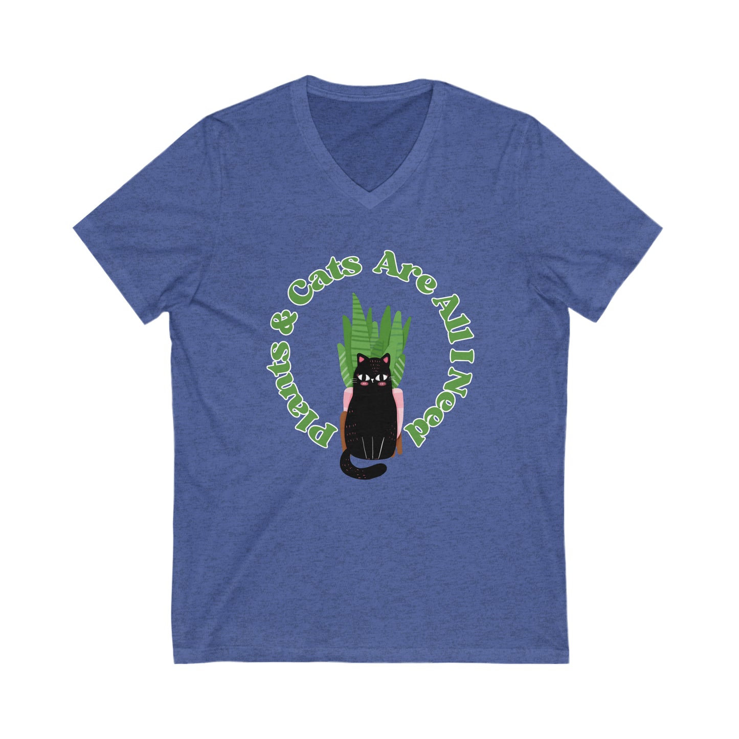 Plants & Cats Are All I Need Unisex Jersey V-Neck Tee