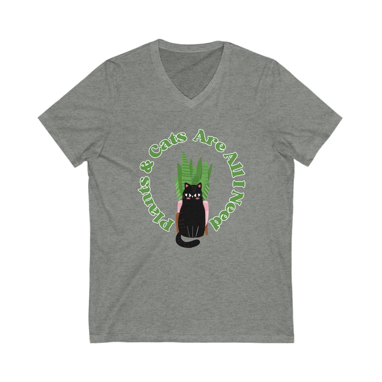 Plants & Cats Are All I Need Unisex Jersey V-Neck Tee