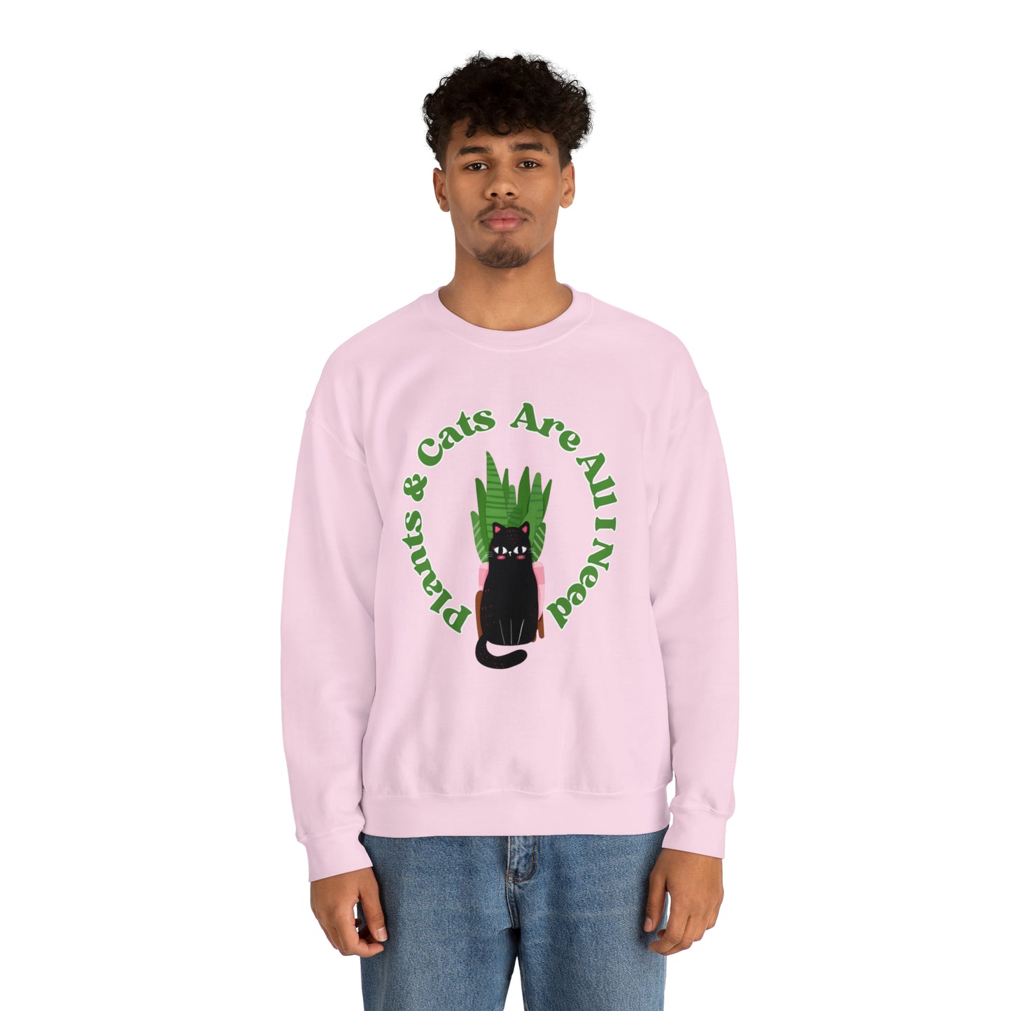 Plants & Cats Are All I Need Unisex Crewneck Sweatshirt