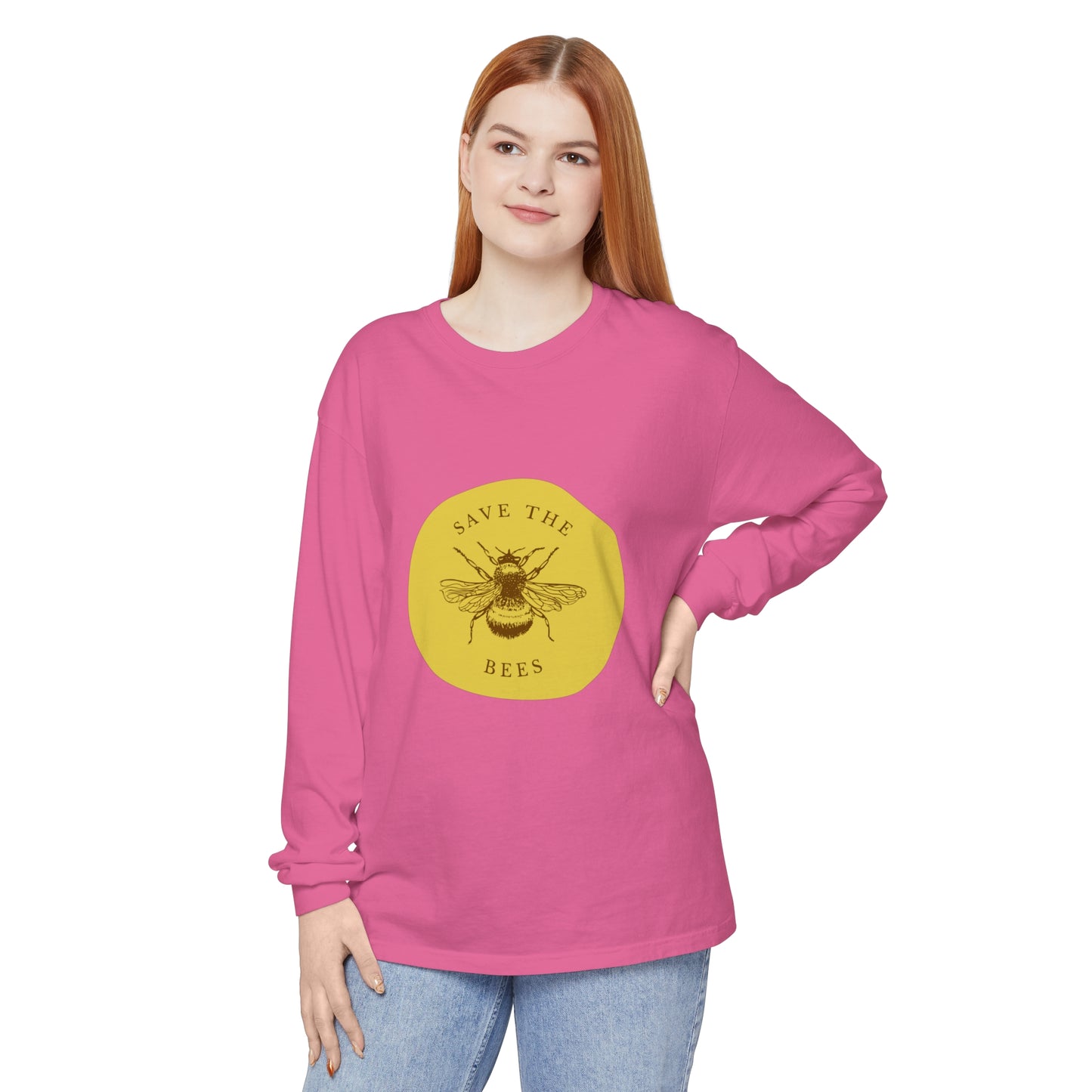 Save The Bees Unisex Garment-dyed Long Sleeve