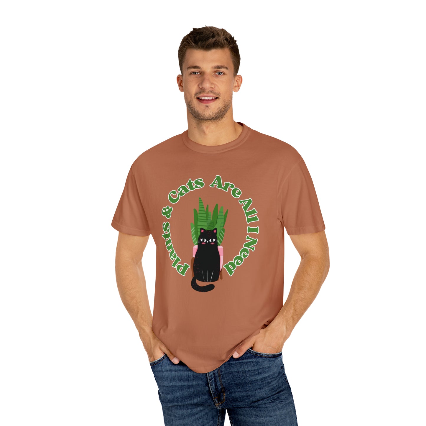 Plants & Cats Are All I Need Unisex Garment-Dyed T-shirt