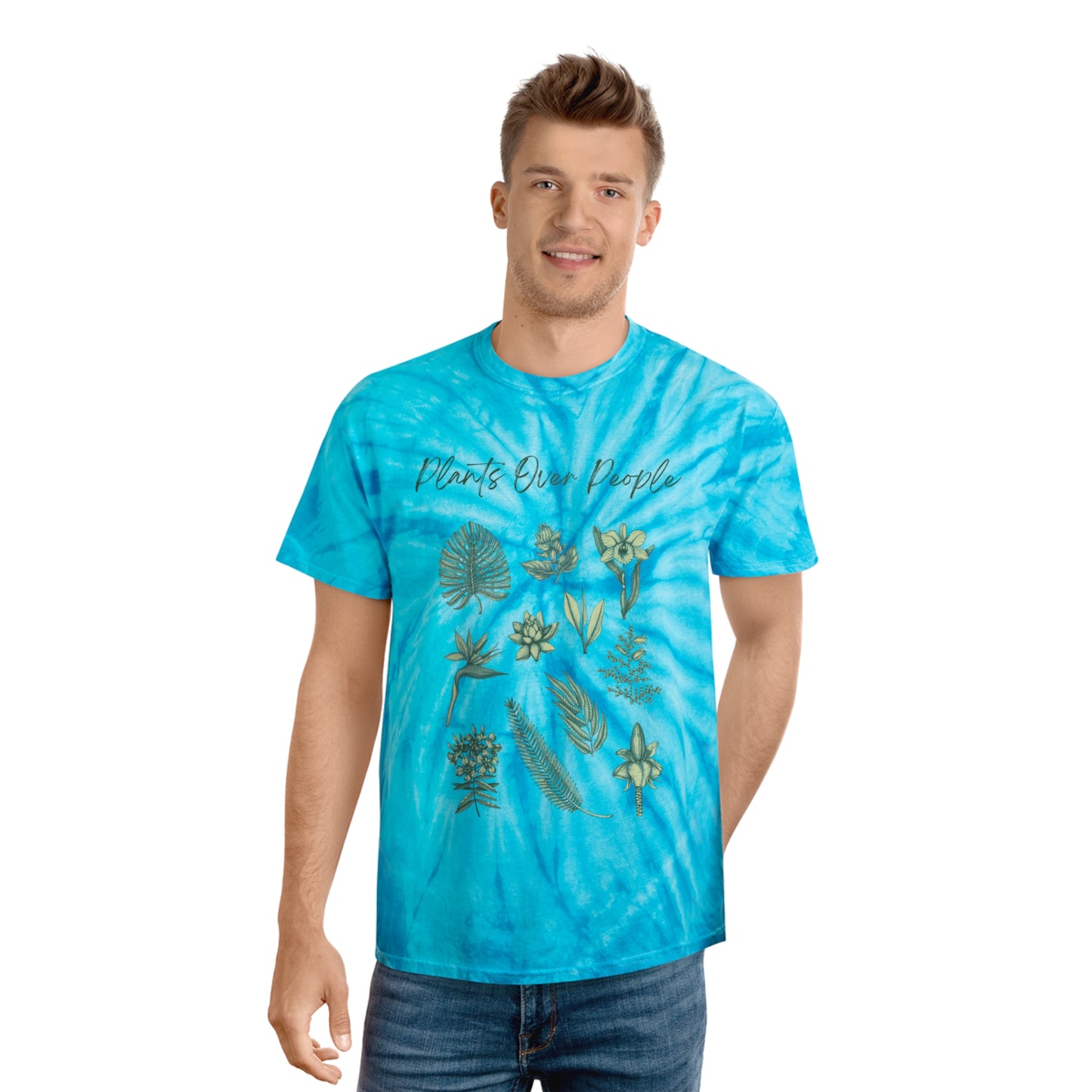 Plants Over People Tie-Dye Tee, Cyclone