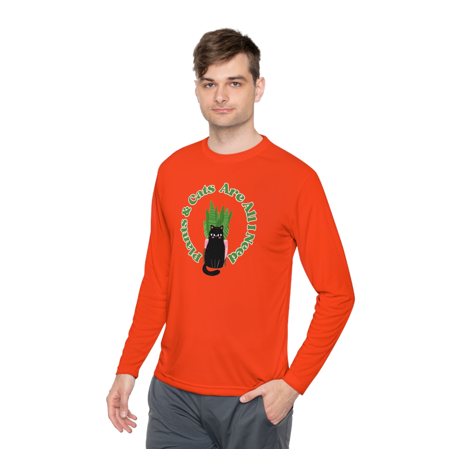 Plants & Cats Are All I Need Unisex Lightweight Long Sleeve