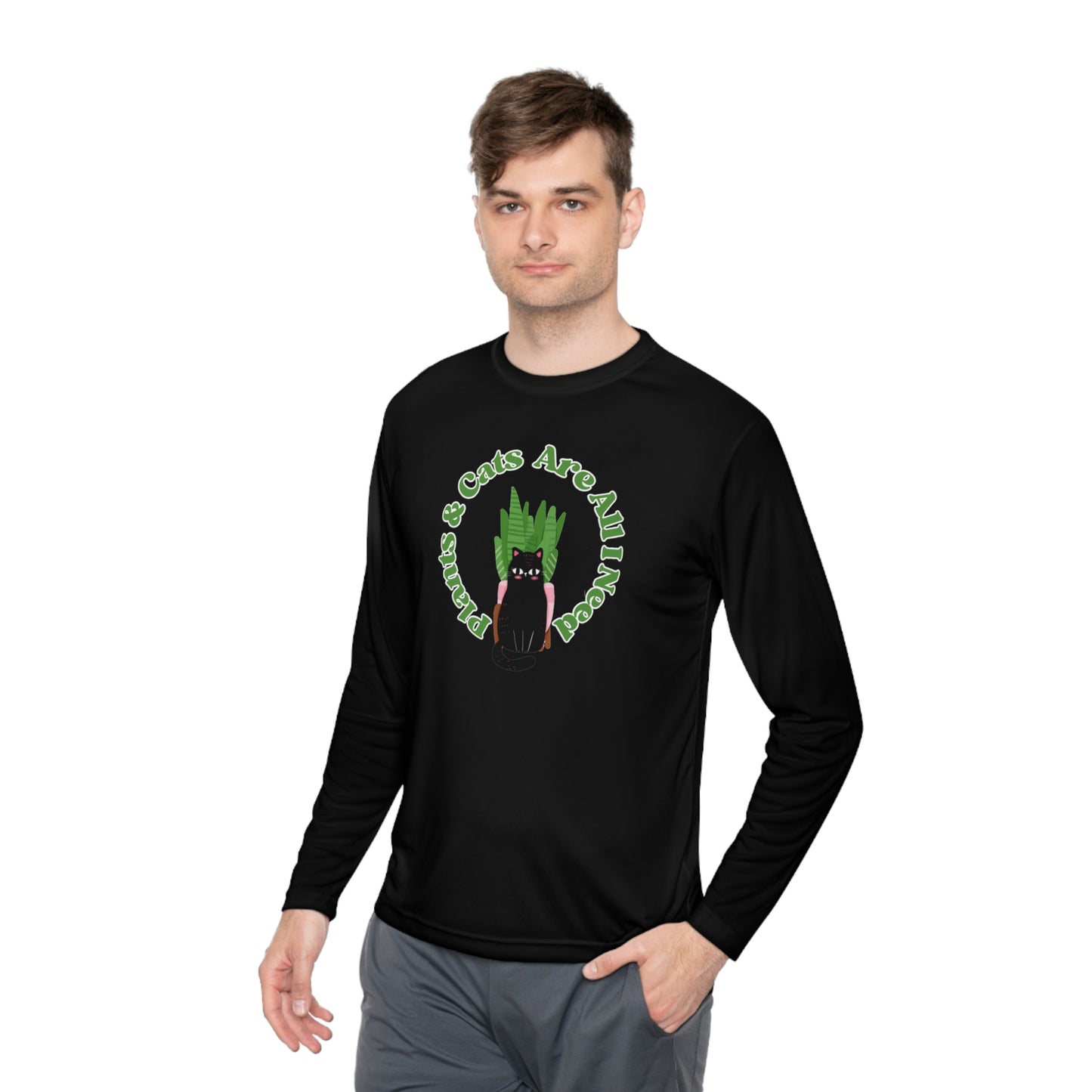 Plants & Cats Are All I Need Unisex Lightweight Long Sleeve
