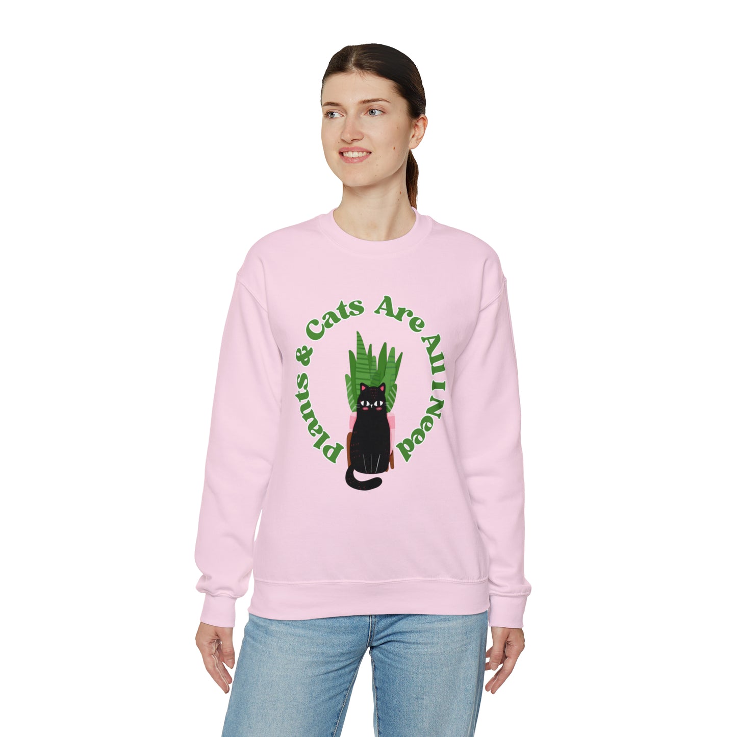 Plants & Cats Are All I Need Unisex Crewneck Sweatshirt