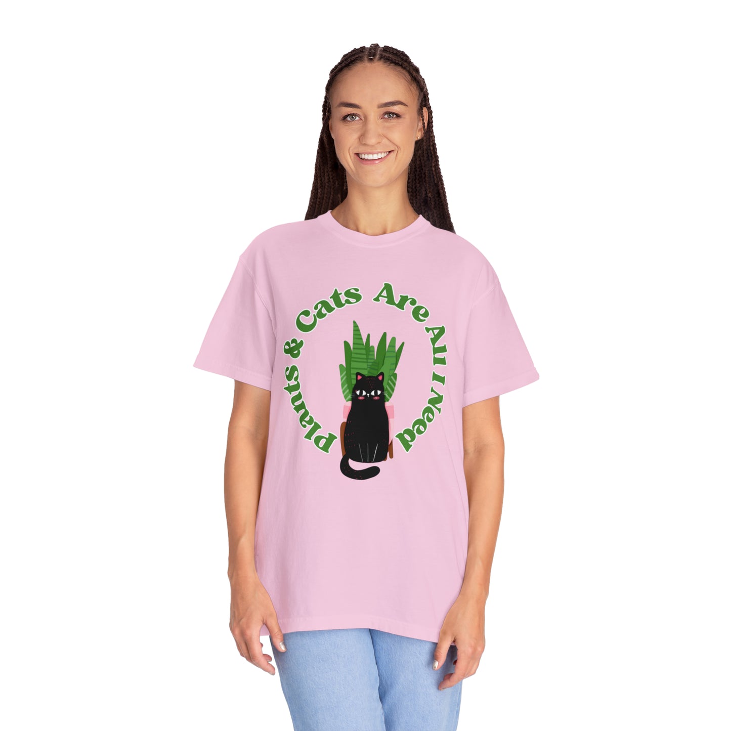 Plants & Cats Are All I Need Unisex Garment-Dyed T-shirt