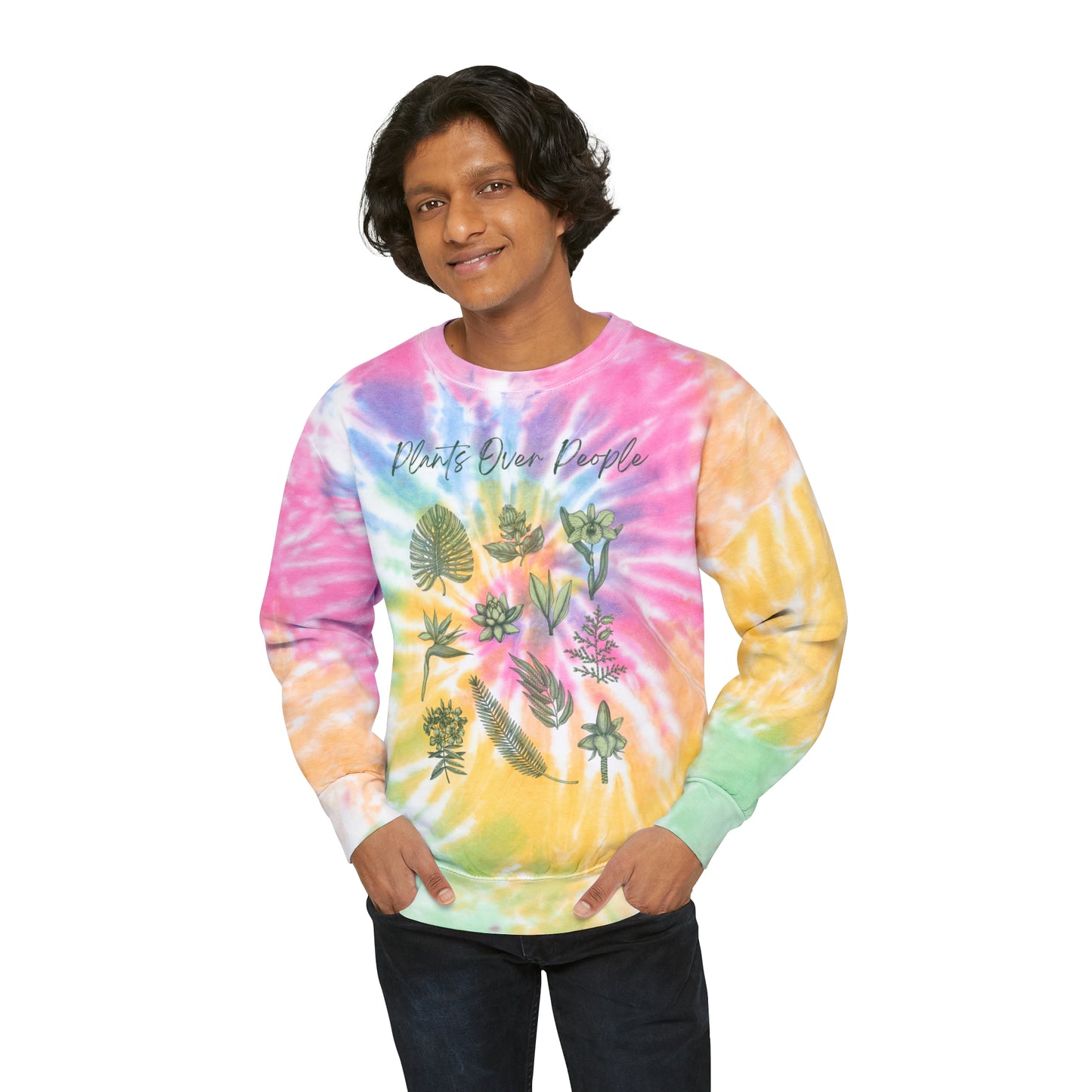 Plants Over People Unisex Tie-Dye Crewneck
