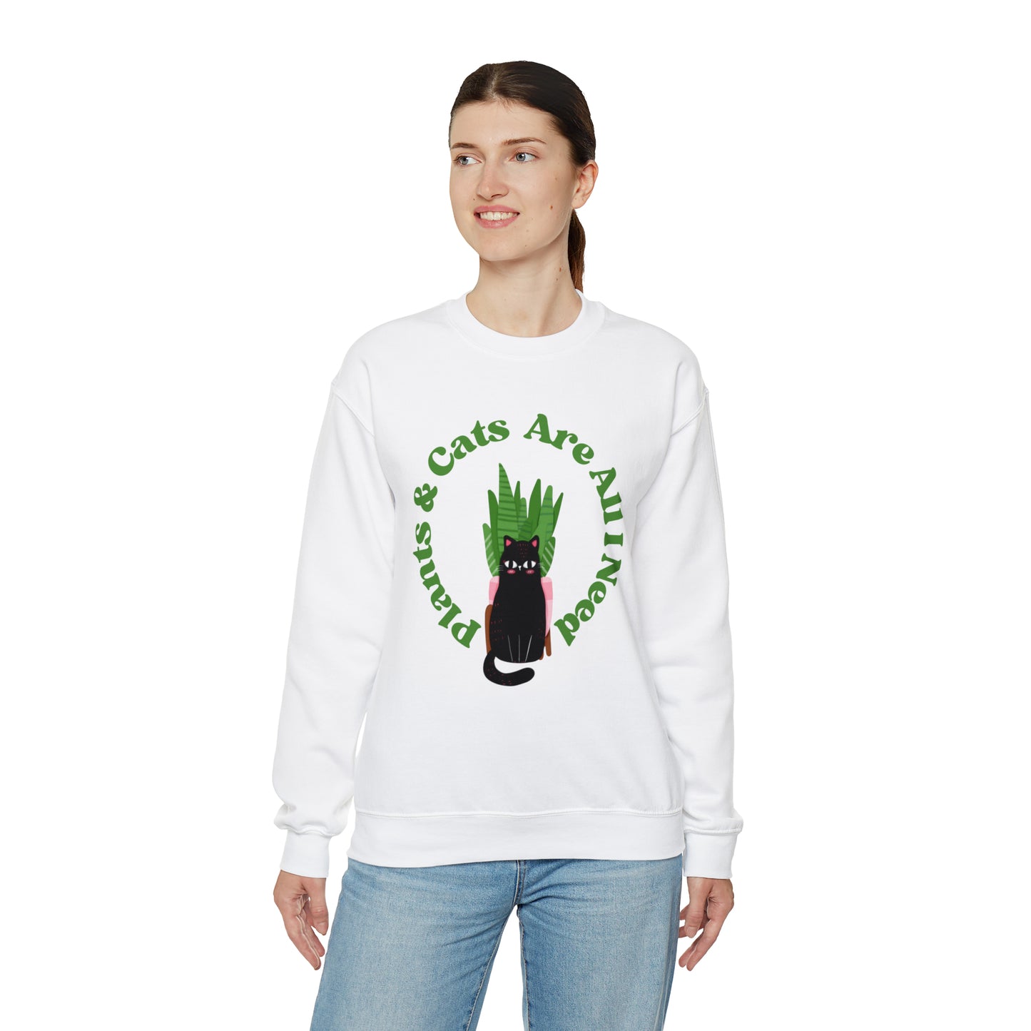 Plants & Cats Are All I Need Unisex Crewneck Sweatshirt