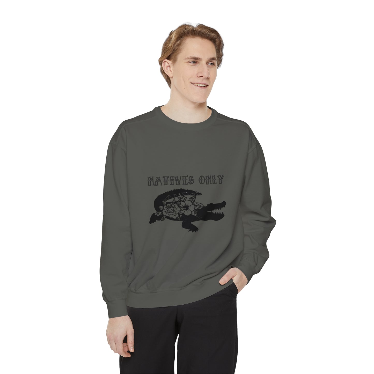 Natives Only Alligator Unisex Garment-Dyed Crewneck