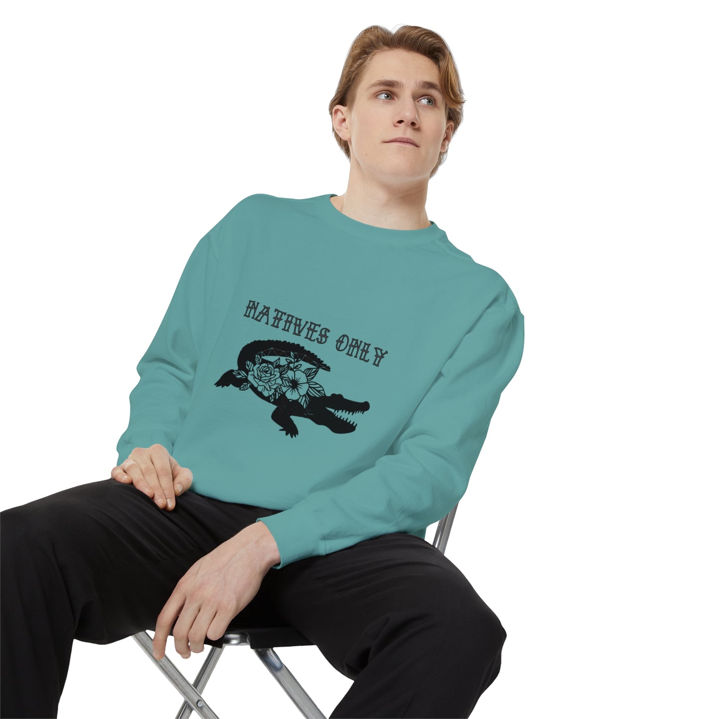 Natives Only Alligator Unisex Garment-Dyed Crewneck