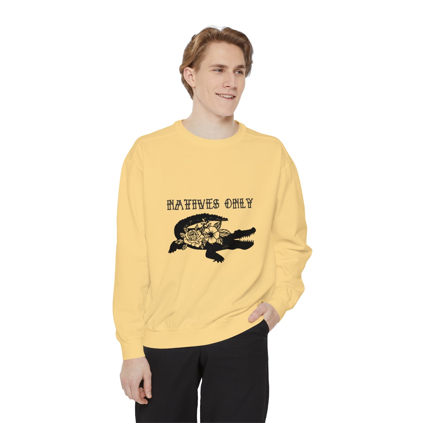 Natives Only Alligator Unisex Garment-Dyed Crewneck