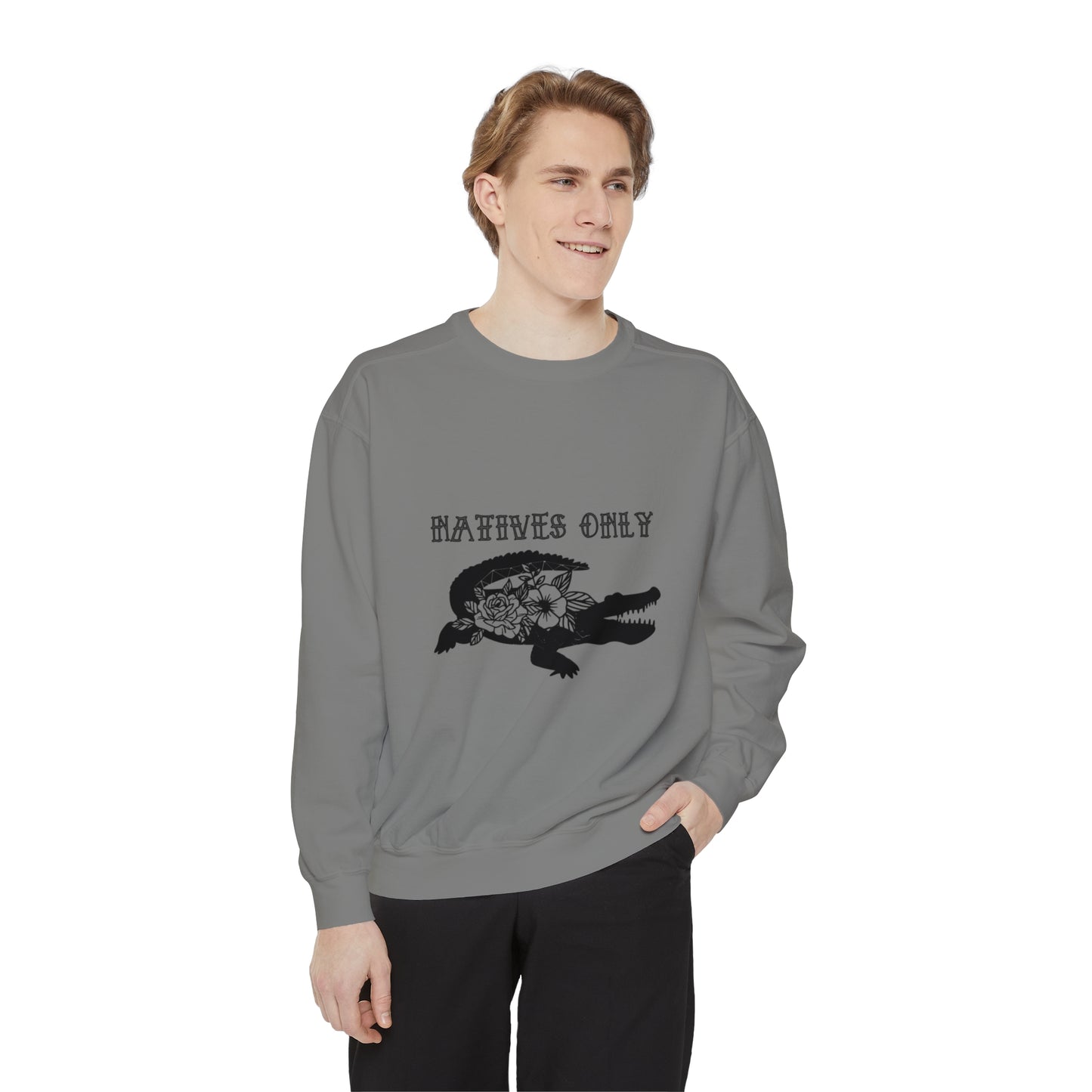 Natives Only Alligator Unisex Garment-Dyed Crewneck