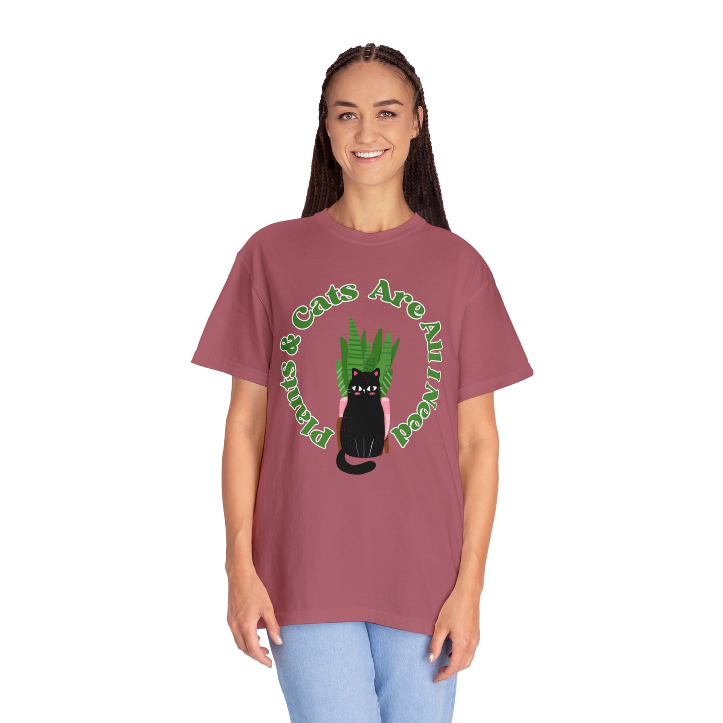 Plants & Cats Are All I Need Unisex Garment-Dyed T-shirt