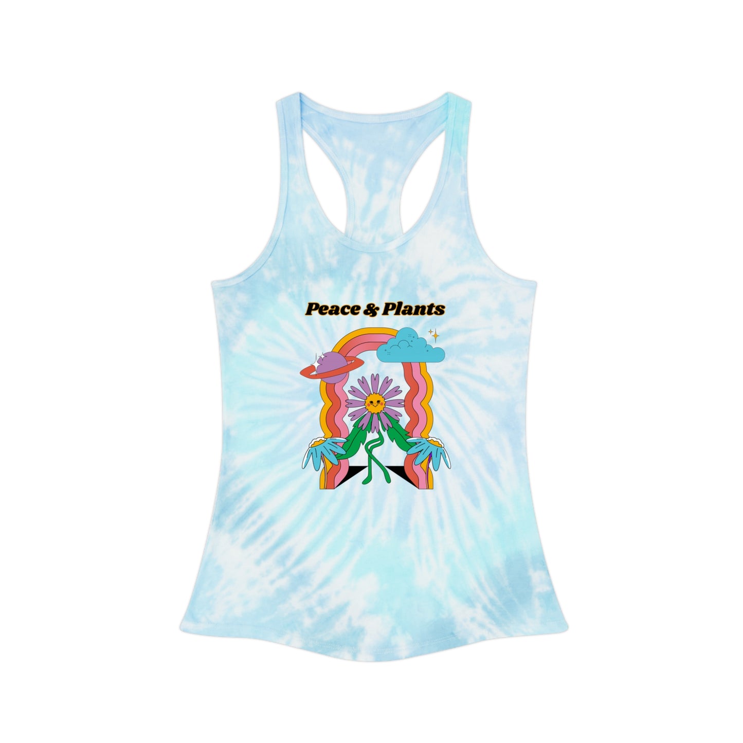 Peace & Plants Tie Dye Racerback Tank Top