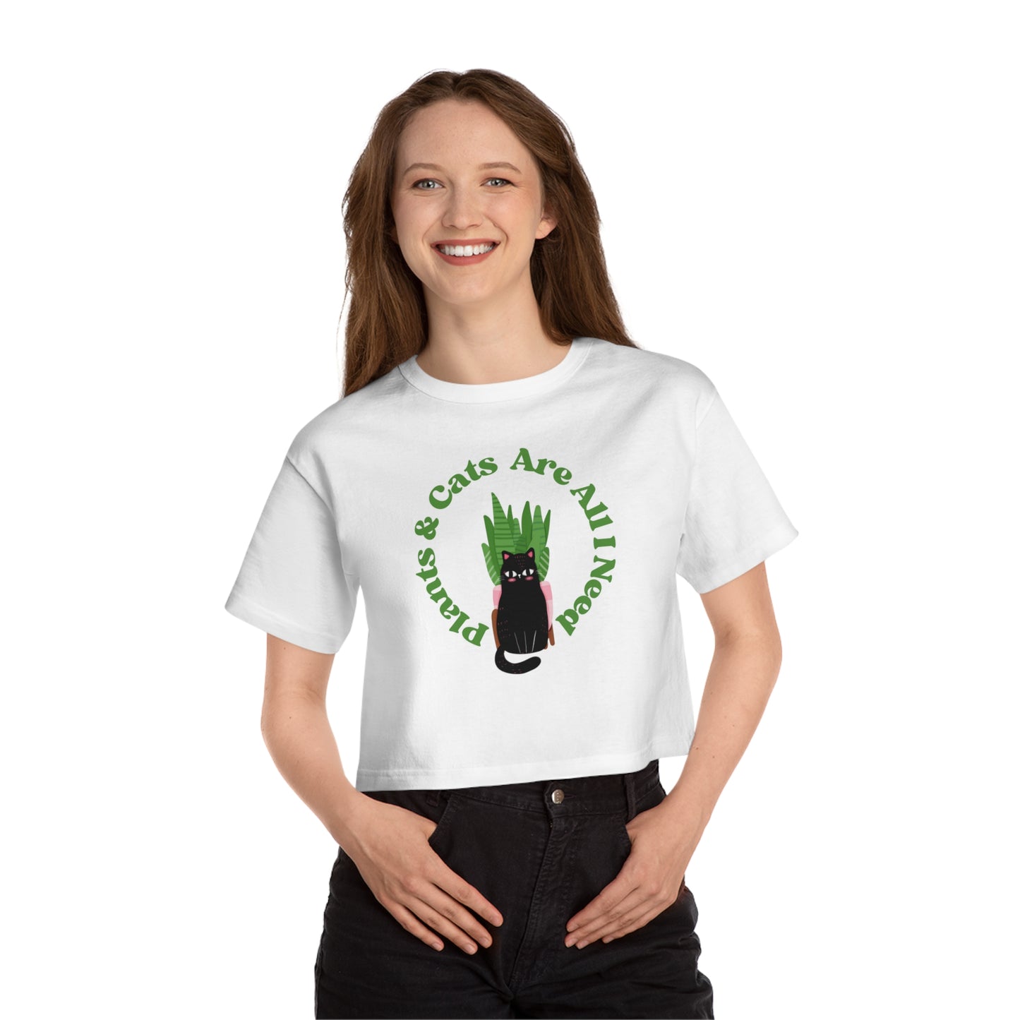 Plants & Cats Are All I Need Champion Women's Cropped T-Shirt