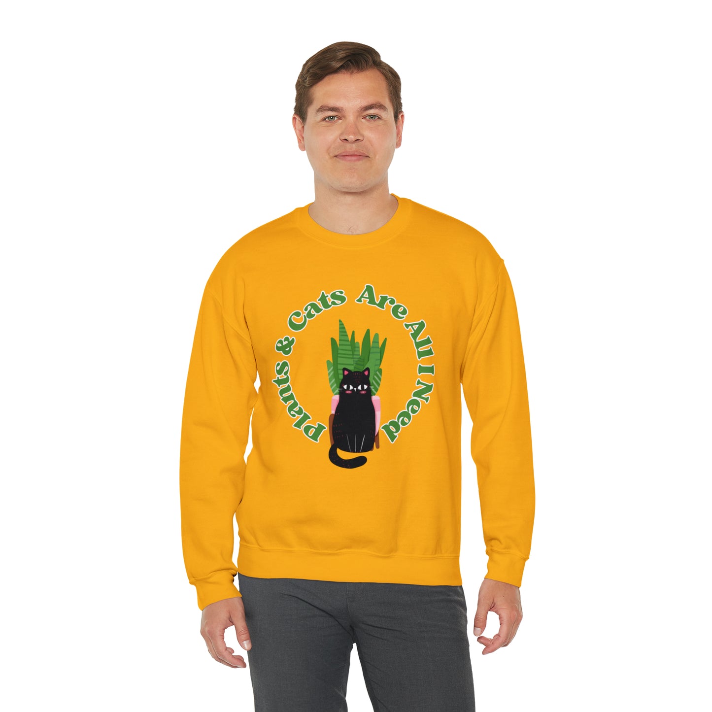 Plants & Cats Are All I Need Unisex Crewneck Sweatshirt