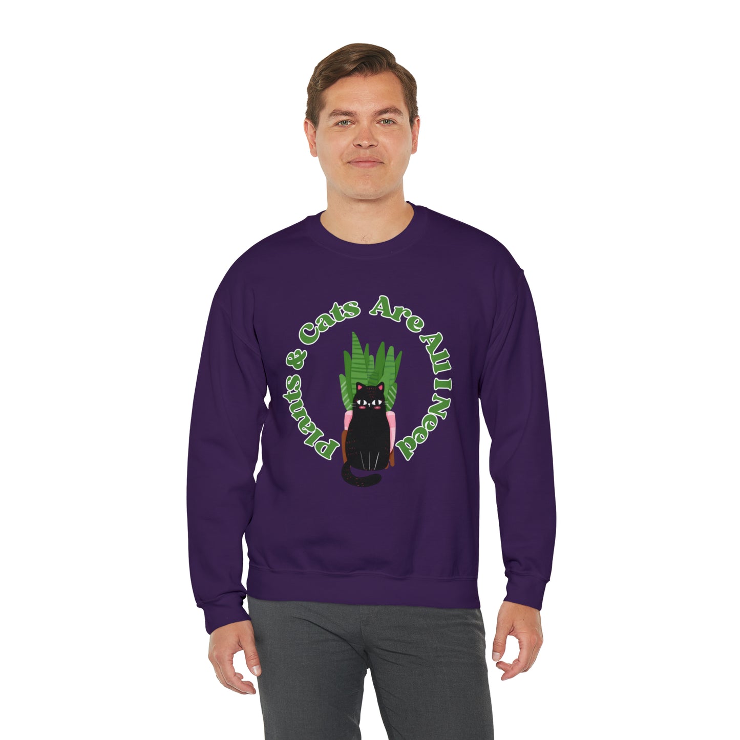Plants & Cats Are All I Need Unisex Crewneck Sweatshirt