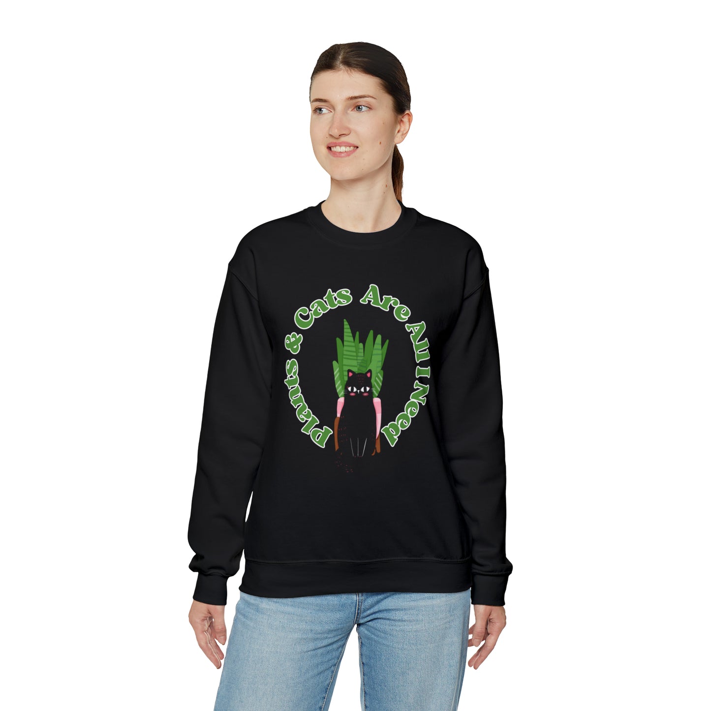 Plants & Cats Are All I Need Unisex Crewneck Sweatshirt