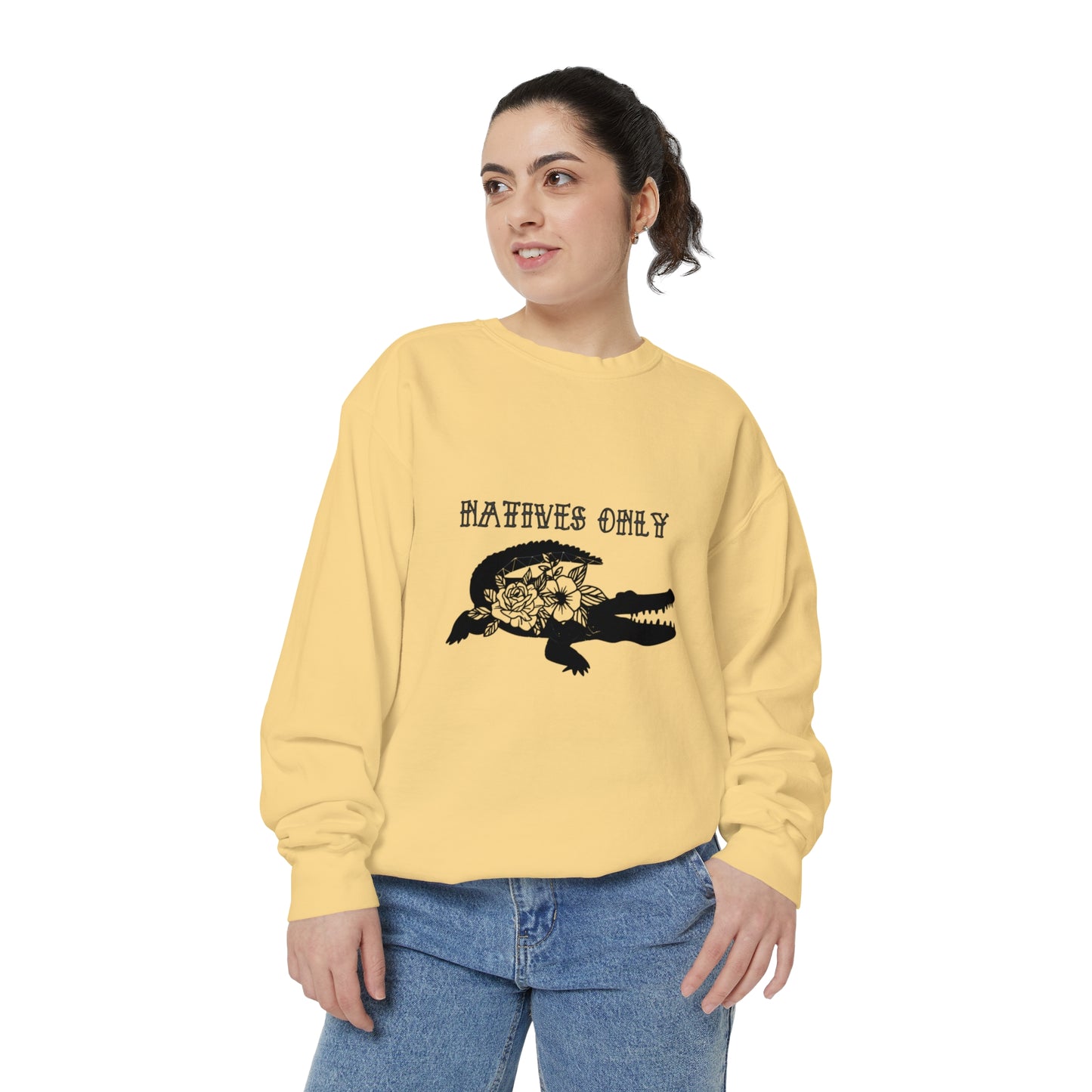 Natives Only Alligator Unisex Garment-Dyed Crewneck