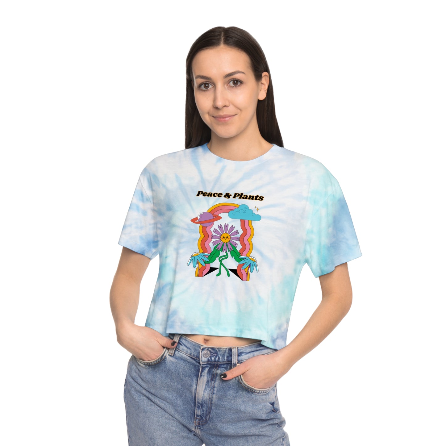 Peace & Plants Tie-Dye Crop Tee