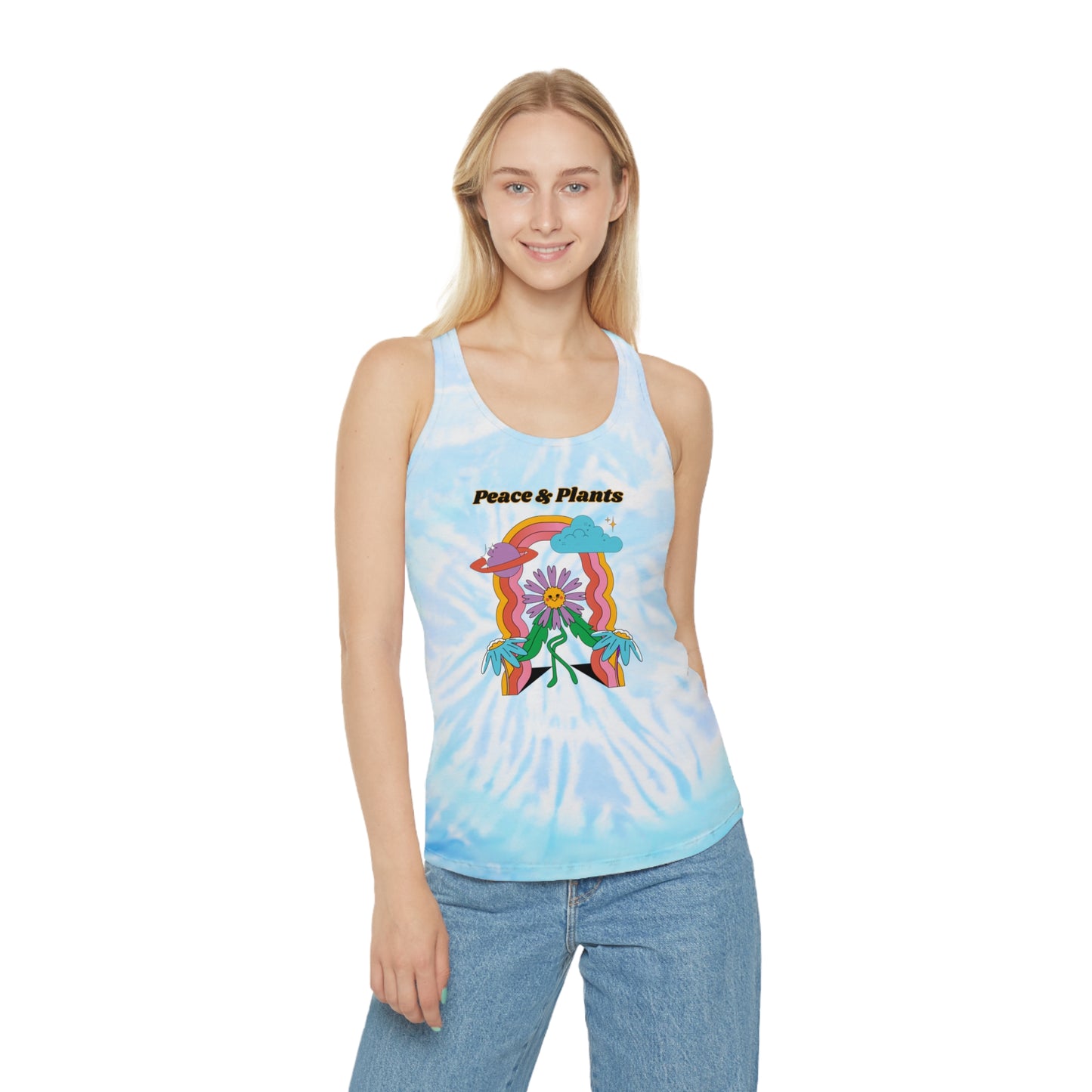 Peace & Plants Tie Dye Racerback Tank Top