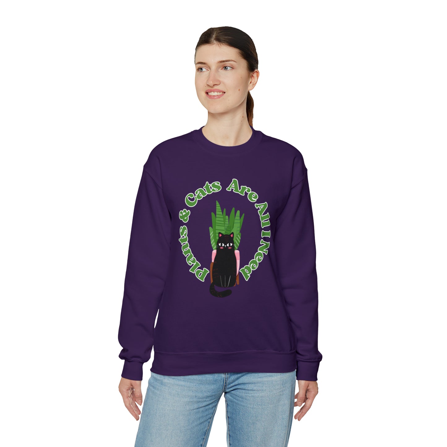 Plants & Cats Are All I Need Unisex Crewneck Sweatshirt