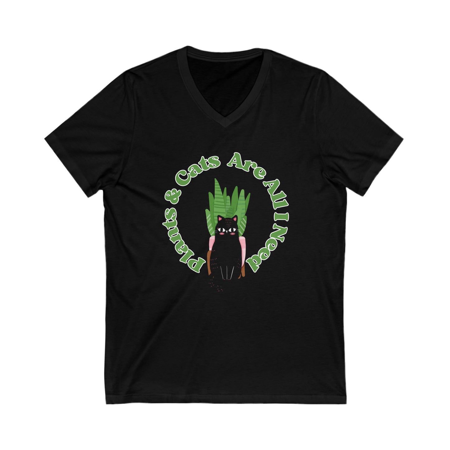 Plants & Cats Are All I Need Unisex Jersey V-Neck Tee