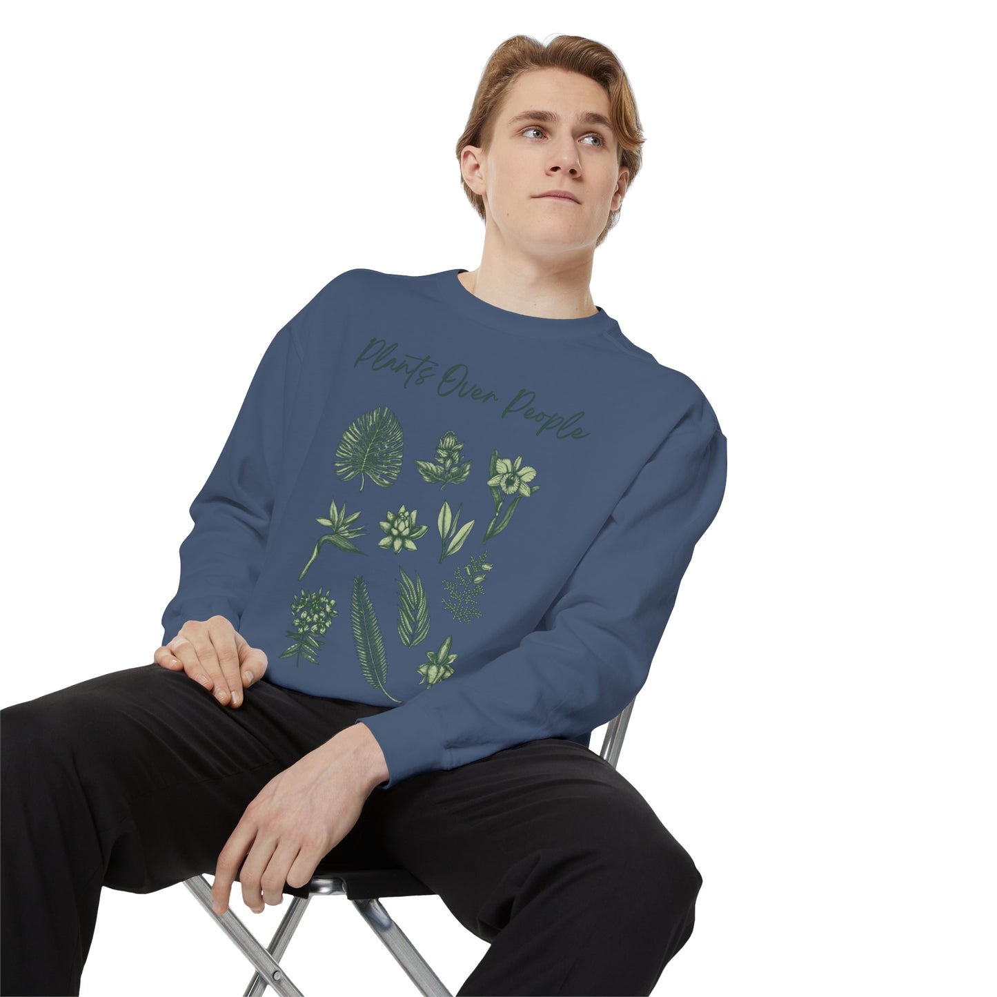 Plants Over People Unisex Garment-Dyed Sweatshirt